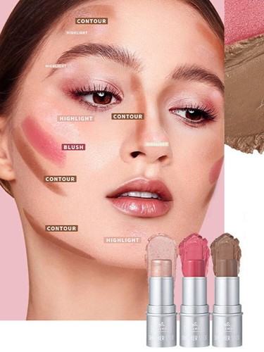 6 Colors Cheek Lip Tinted Moistured Blush Stick Eyes Cheek Lip Brighten Cream - Picture 19 of 26