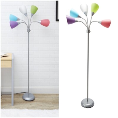 Floor Lamp Stand W 5 Multi Color Light Shade Adjustable Arm Room Lighting Dorm Floor Lamp Stand W 5 Multi Color Light, Mainstays 5 Light Floor Lamp Replacement Shades