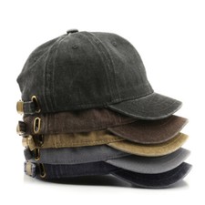 Men Retro Short Brim Baseball Cap Adjustable Trucker Sun Hat Outdoor Casual
