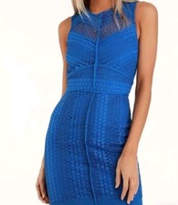 NWT Adelyn Rae LULUS Womens Eyelet Fitted Formal Midi Dress Royal Blue Size XS
