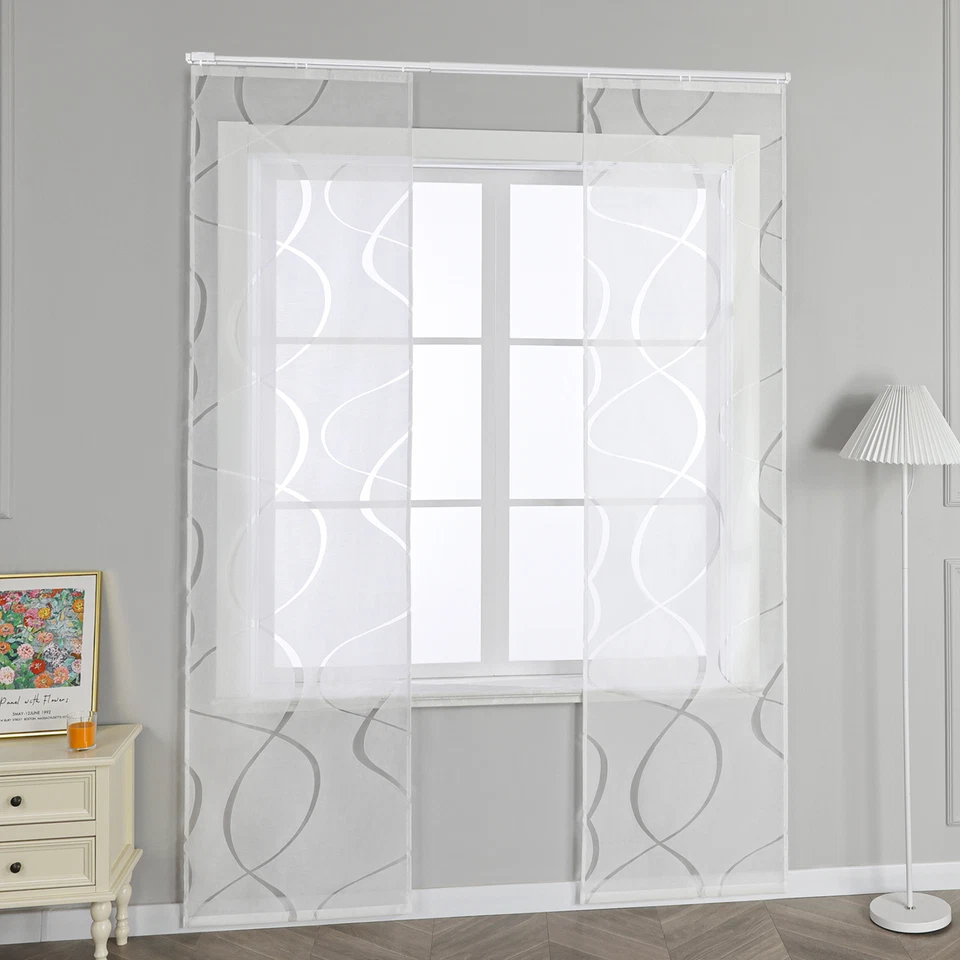 2er Set Flächenvorhang Schiebegardine mit Klettband Schiebevorhänge Transparent - Bild 4 von 4