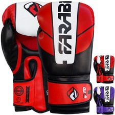 FARABI Leather Boxing Gloves Sparring Training Punchbag Fight Gloves 10OZ-16OZ