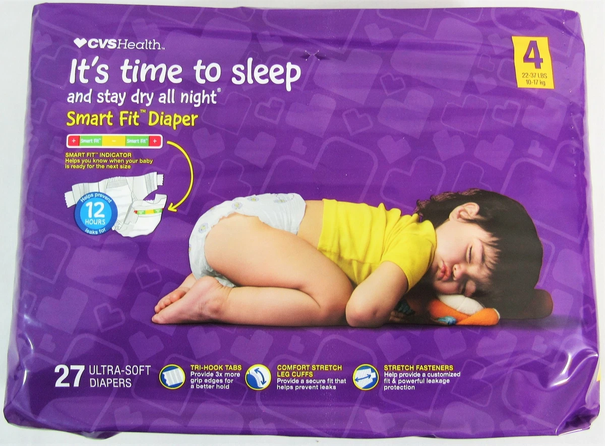 CVS Health Smart Fit Overnight Diapers, Size 4 / 22-37 lbs, 27 count