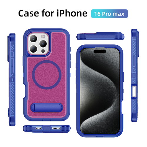 For iPhone 16Pro Max 15 14 13 12 11 Magnetic Matte Foldable Stand Hard Back Case - Picture 16 of 59