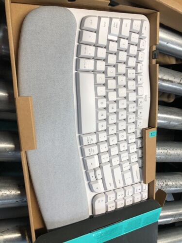 Logitech Wave Keys Wireless Ergonomic Keyboard with Cushioned Palm Rest White - Picture 2 of 3