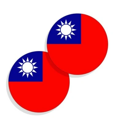 Taiwanese Flag Stickers Flag Decals Taiwan Round Indoor Outdoor Circles 4 pack - Photo 1/4