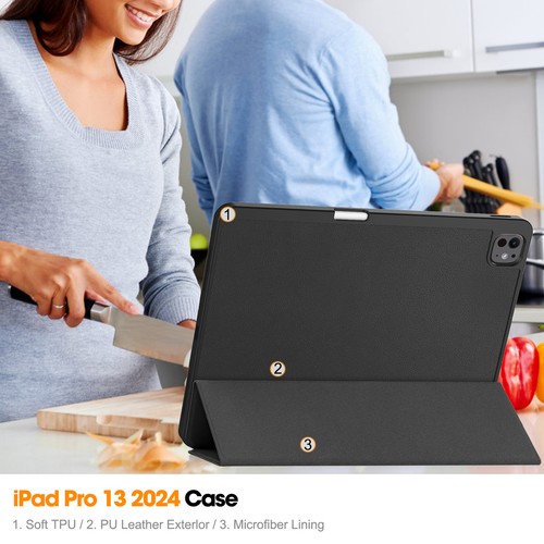 Funda inteligente de cuero TPU a prueba de golpes con soporte para iPad Pro 13/11/Air 13/11 2024 - Imagen 6 de 145