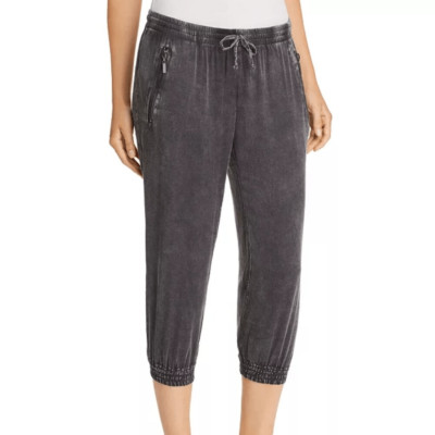 Chaser Black/Gray Acid Wash Cropped Jogger Pants w/Pockets. Medium. NWT. Soft