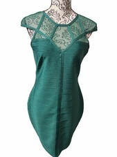 GUESS Illusion-Mesh Bodycon Dress Women’s Size Medium Green