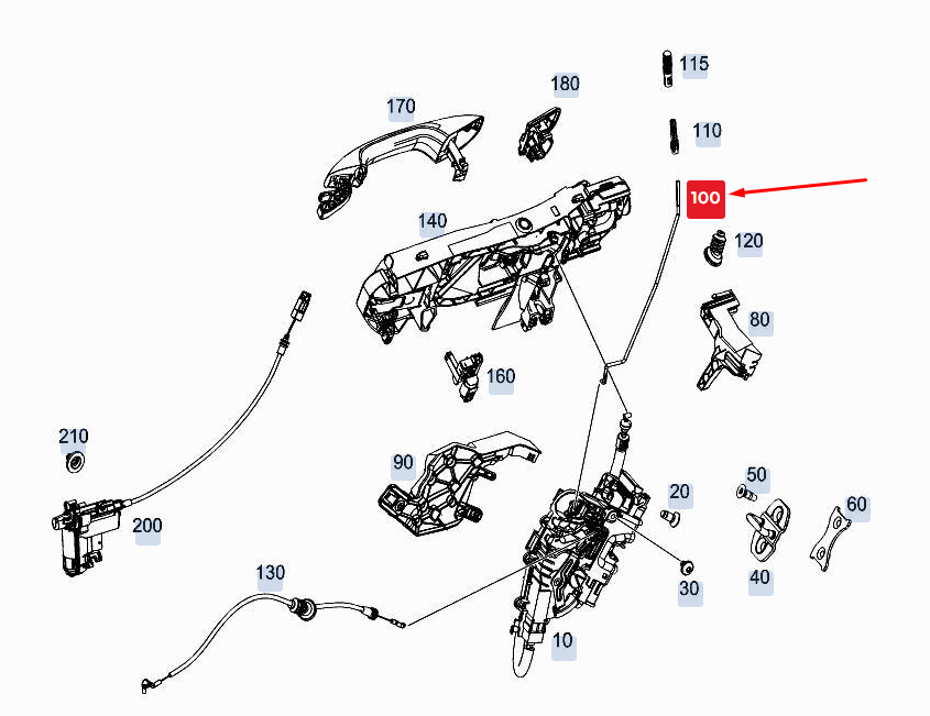 MERCEDES-BENZ GLE W167 Türschloss-Sicherungsstange hinten rechts A1677333100
