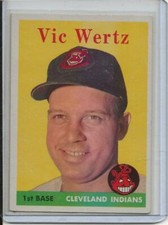 1958 Topps Baseball Card Vic Wertz 1st Base Cleveland Indians Near Mint # 170