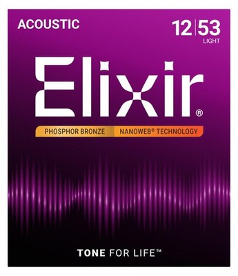 Elixir Nanoweb Phosphor Bronze Acoustic Guitar Strings | Light | 12-53