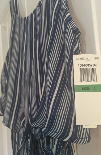 Takara Girls Romper NWT Large Navy & white Striped Stretch Sleeveless Comfort - Picture 3 of 5