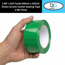 Green Carton Sealing Packaging Tape 6 Rls 1.88" x 110 Yards 2 Mil Packing Tape