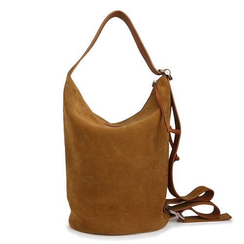 LOEWE Loop Bucket Medium BB22LBMX02 Suede Tobacco Brown Shoulder Bag #666