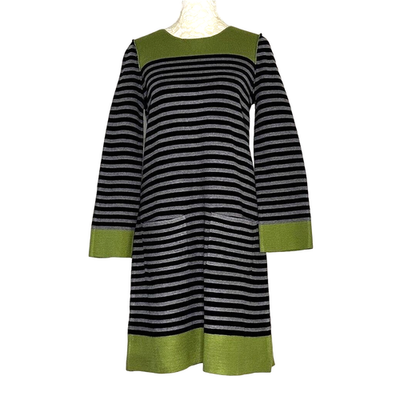 Eliza J Sweater Dress Color Block Stripe Black Gray Green S | eBay