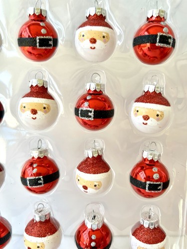 20 MINI SANTA CLAUS & BELT BUCKLE GLASS BALLS CHRISTMAS ORNAMENTS - Picture 6 of 10