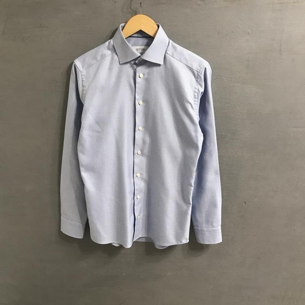 Men Eton Shirt Blue Cotton 36 / S / 44 #1VGI