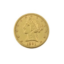 1891-CC $5 Gold Liberty Head Half Eagle United States Coin No Reserve #C902-3