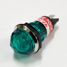 BN-23-2-G, Sato  17mm Round Green Jewel Lens Neon Indicator Light 200V ~ 250V