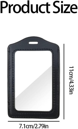 3 Pack PU Leather ID Badge Holders, Vertical Double-Sided Clear Card Holders for - Picture 2 of 12