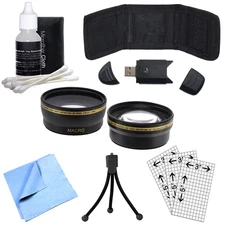 Camera Accessories Bundle- Wide Angle Lens, Memory Card Wallet, Mini Tripod, etc