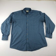 L.L. Bean Men  s Blue Plaid Button Down Shirt Long Sleeve Cotton Size L Reg