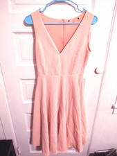 Lulus Darling Delight Pink Sleeveless V Neck Fit & Flare Dress Size Small