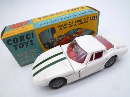 VINTAGE CORGI TOYS 324 MARCOS 1800 GT WITH VOLVO ENGINE IN ORIGINAL BOX 1966