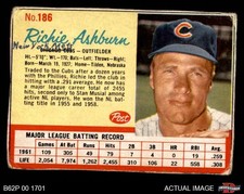 1962 Post Cereal #186 Richie Ashburn  Cubs HOF 1.5 - FAIR