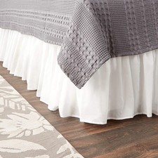 Greenland Home Cotton Voile Dust Ruffle Bed Skirt, White, Queen, 18-inch Drop