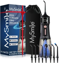 MySmile LP221 UVC Sterilizable Cordless Water Flossers for Teeth 335ML Portab...