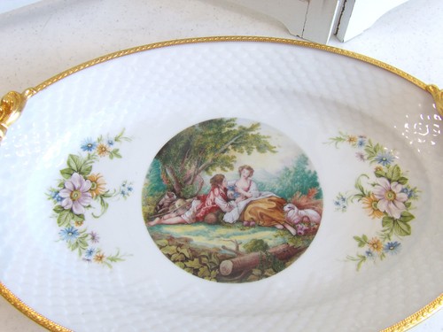 Breathtaking Hesam Limoges Portrait Porcelain Platter~Gold Handles & Trim - Picture 6 of 7