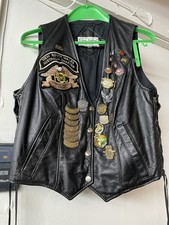 Vintage Harley Davidson Owners Group Leather Gambler Vest Men's Large