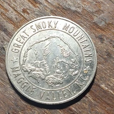 Vintage Great Smoky Mountains Maggie Valley NC Good Luck Souvenir Token 28mm