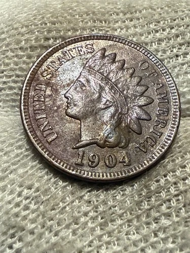 1904 IHP Indian Head 1c Cent High Grade AU+ Original Toned