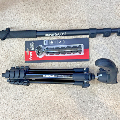 Manfrotto MKC3-H01 Tripod + Sunpac 6700M Monopod + Focus Spider Tripod