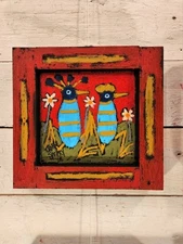 John Sperry Outsider Southern Primitive Folk Art BlueBirds Birds Painting 