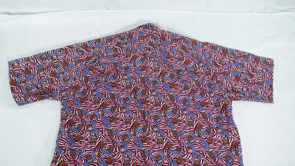 Camisa olímpica masculina vintage HG EUA vermelha branca azul estampa patriótica algodão anos 90 - Imagem 2 de 4