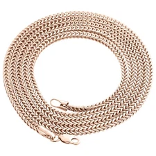 Real 10K Rose Gold 3D Hollow Franco Box Link Chain 2.25mm Necklace 22-30 Inches