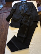Neil Allyn 3PC Tuxedo Suit Men  s 39-41 Black 100 Wool Pants Adjustable Waist