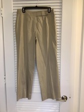 Escada Cotton Flat Front Wide Leg Trousers Tan 40 Resortwear Holiday Travel