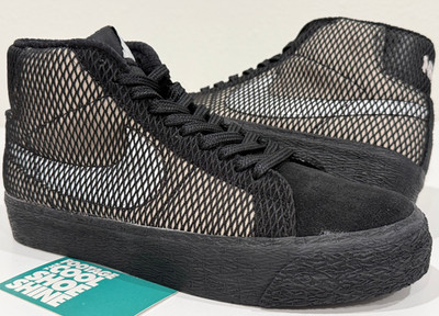 NIKE DUNK ZOOM BLAZER MID PREMIUM SB NETTING SUEDE BLACK WHITE FN6038-100 7.5