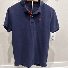 US Polo Assn Boys XXL 18 Short Sleeve Polo Shirt Blue Embroidered