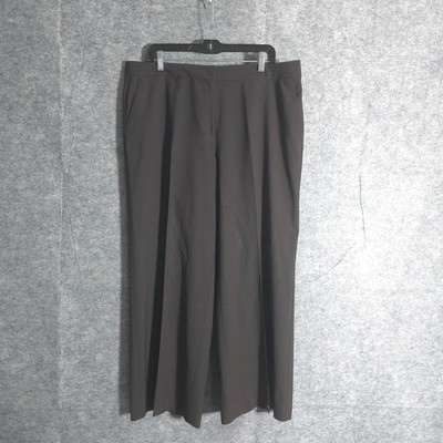 St John Womens Brown Wide Leg Dress Pants Size 16 Solid Work Wear Designer