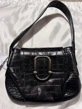 Borsa a mano vintage Emporio Armani, nera finto croc Y2K anni '90