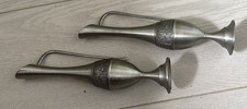 Oriental Pair Of Pewter Bud Vases From Thailand. 23 cm Tall