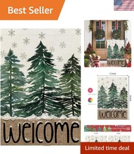Festive Double-Sided Christmas Garden Flag 12x18 Inch with Snowflakes  Trees