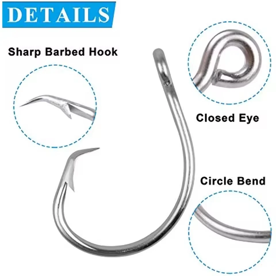 50PCS Tuna Circle Fishing Hook Stainless Steel Big Game Saltwater Hook 8.0-14.0 - Image 2 of 4