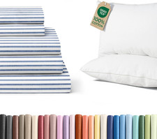 Split King 5-Piece Sheet Set  2 King Size Cotton Pillows